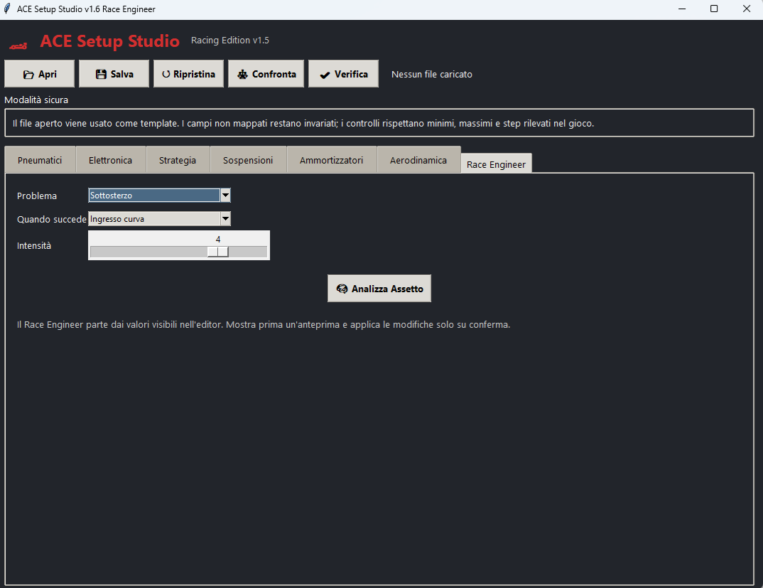 Descrivi il problema in ACE Setup Studio